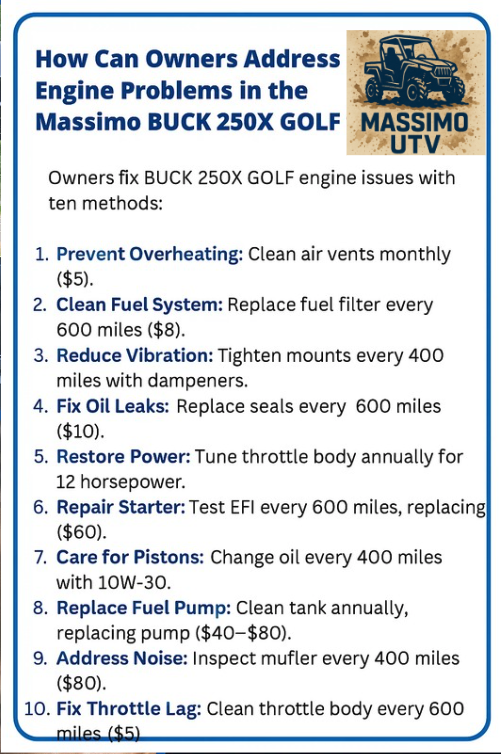 How Can Owners Address Engine Problems in the Massimo BUCK 250X GOLF?