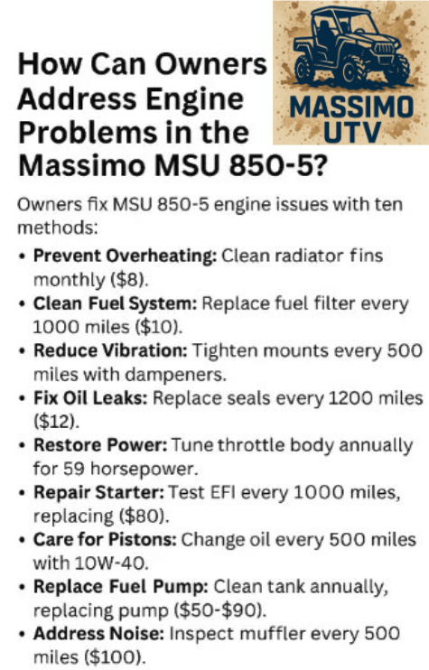 How Can Owners Address Engine Problems in the Massimo MSU 850-5?