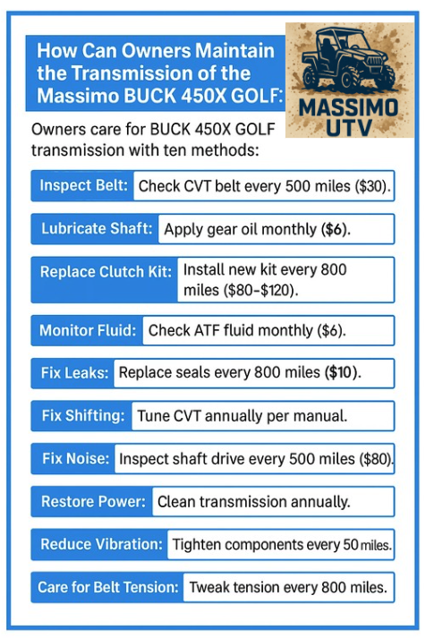 How Can Owners Maintain the Transmission of the Massimo BUCK 450X GOLF?
