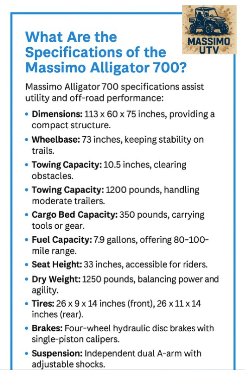 What Are the Specifications of the Massimo Alligator 700?