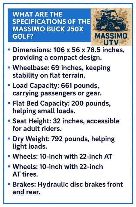 What Are the Specifications of the Massimo BUCK 250X GOLF?