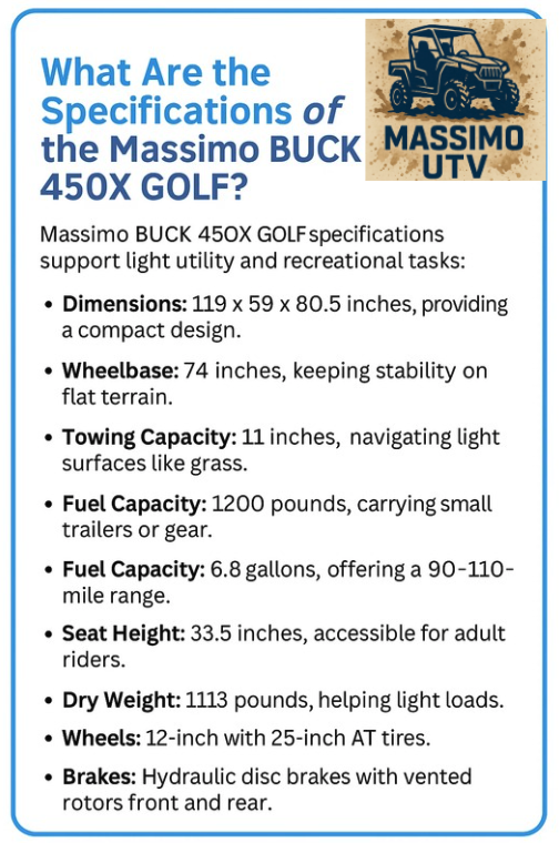 What Are the Specifications of the Massimo BUCK 450X GOLF?