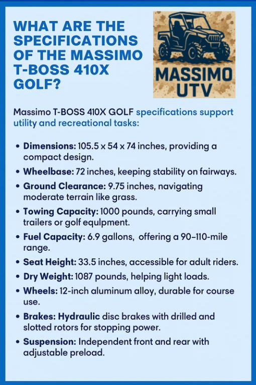 What Are the Specifications of the Massimo T-BOSS 410X GOLF?