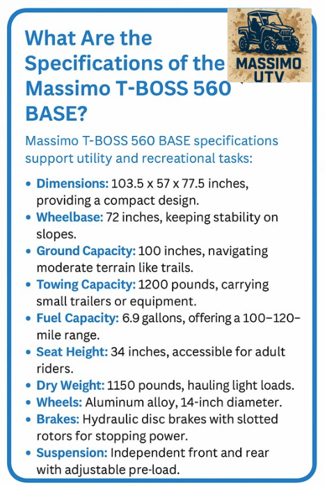 What Are the Specifications of the Massimo T-BOSS 560 BASE?