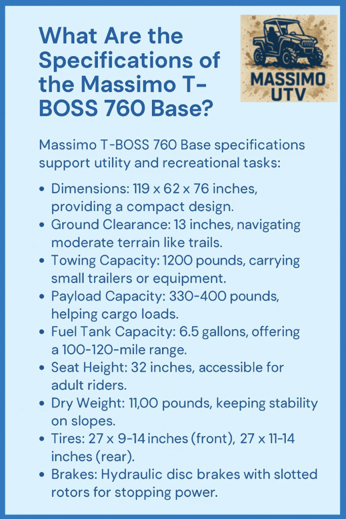What Are the Specifications of the Massimo T-BOSS 760 Base?