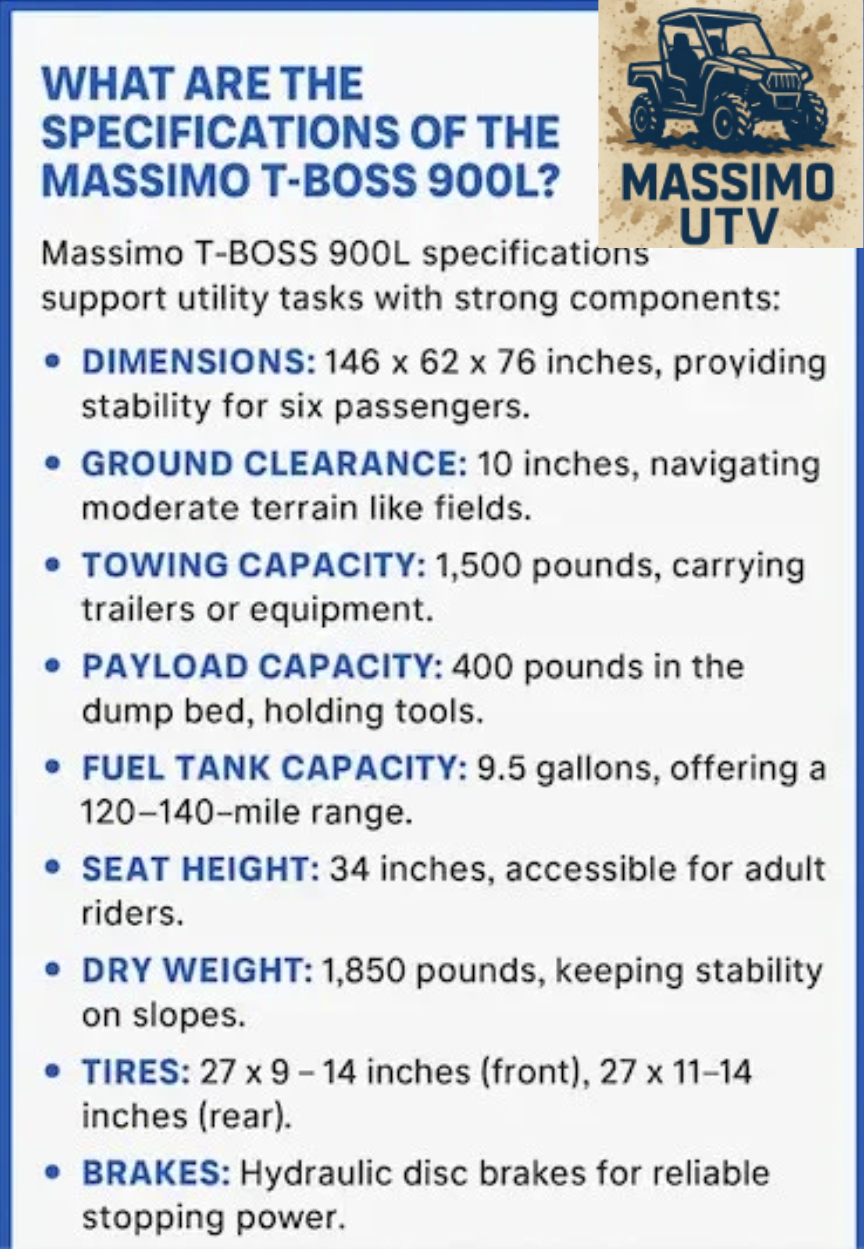What Are the Specifications of the Massimo T-BOSS 900L?
