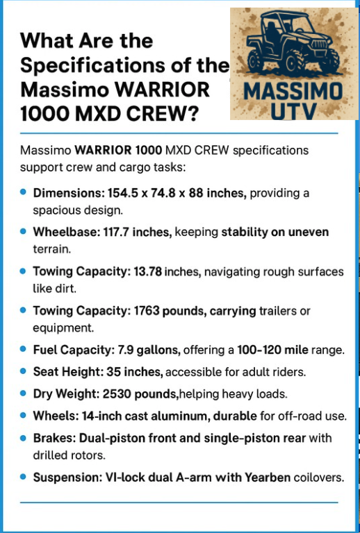 What Are the Specifications of the Massimo WARRIOR 1000 MXD CREW?