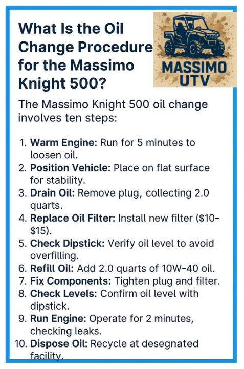 What Is the Oil Change Procedure for the Massimo Knight 500?