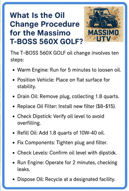 What Is the Oil Change Procedure for the Massimo T-BOSS 560X GOLF